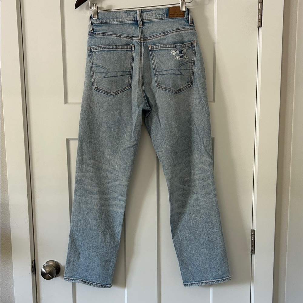 American Eagle Outfitters Light Blue super High Rise Ankle Straight Women Jeans